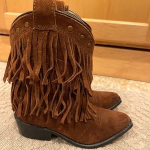 SHYANNE GIRLS' BROWN DOUBLE FRINGE WESTERN BOOTS